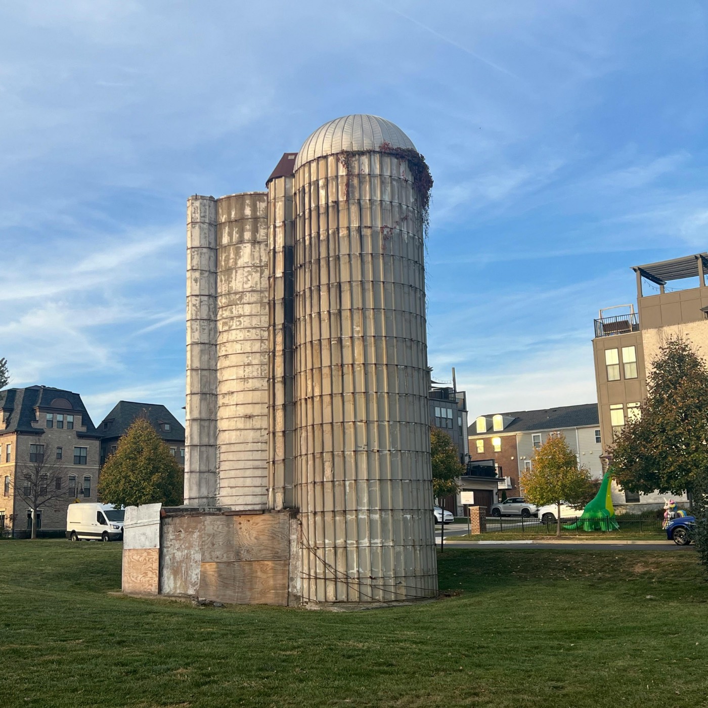 Industrial silos in an urban environment